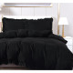 Pościel Z Falbanką Satyna Bawełniana 160x200 3cz Czarna