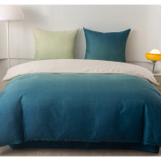 Pościel Dwustronna 3D Satyna Bawełniana Ombre 160x200 Beż/Morski