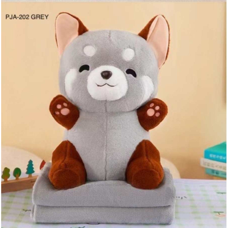 Koc Maskotka 2 W 1 Poduszka Szop Pracz Szary