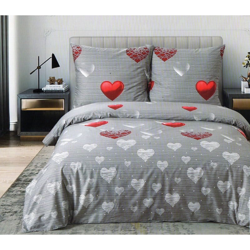 Pościel 160x200 Dwustronna Bawełna Satynowa Collection World Serca