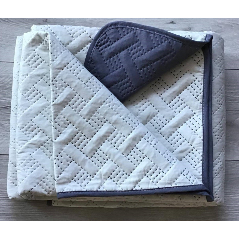 Narzuta Dwustronna Pikowana100% Bawełna Ekri/Szary