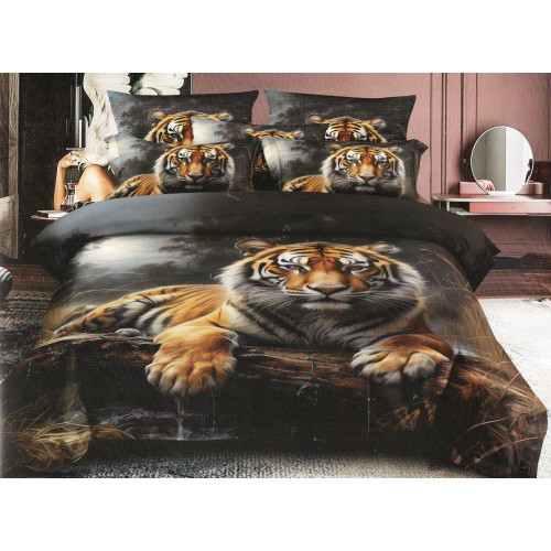 Pościel 3D Satyna Bawełniana 160/200 4cz Tygrys