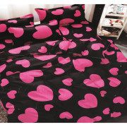 Pościel 3D Satyna Bawełniana 160/200 3cz Serca Różowe