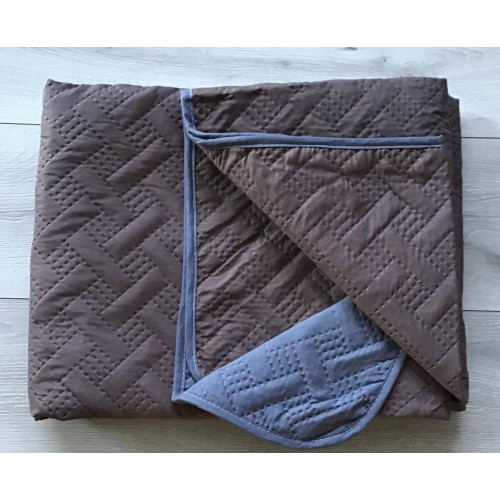 Narzuta Dwustronna Pikowana 100% Bawełna Jasny Brązowy/Szary