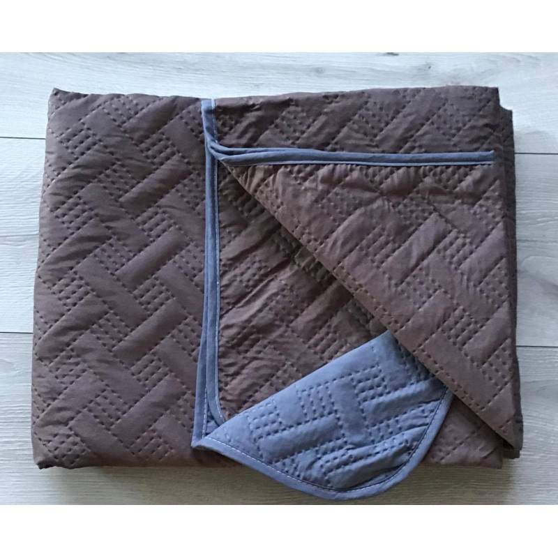 Narzuta Dwustronna Pikowana 100% Bawełna Jasny Brązowy/Szary