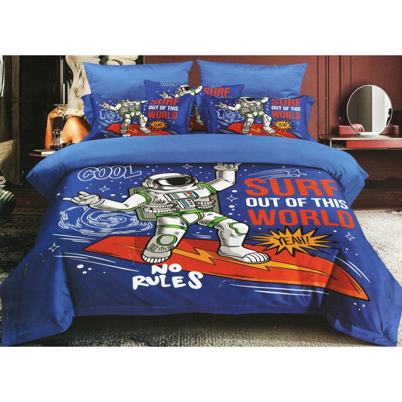 Pościel 3D Satyna Bawełniana 160/200 3cz Kosmonauta Wzór Faktyczny