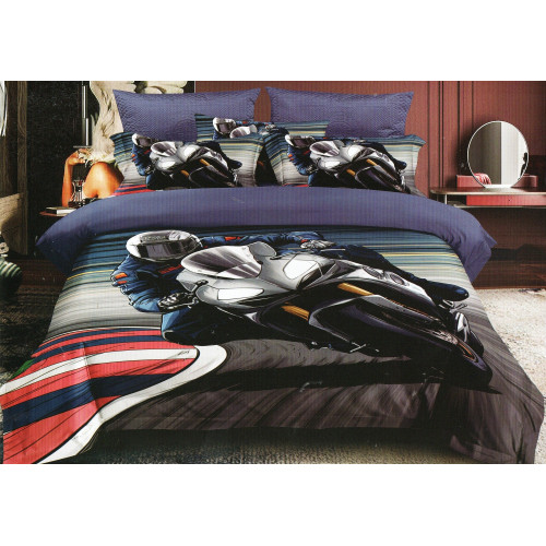 Pościel 3D Satyna Bawełniana 160/200 3cz Motor Wzór Faktyczny