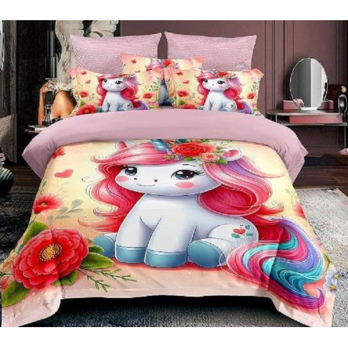 Pościel 3D Satyna Bawełniana 160/200 3cz Jednorożec Wzór Faktyczny