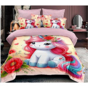 Pościel 3D Satyna Bawełniana 160/200 3cz Jednorożec Wzór Faktyczny