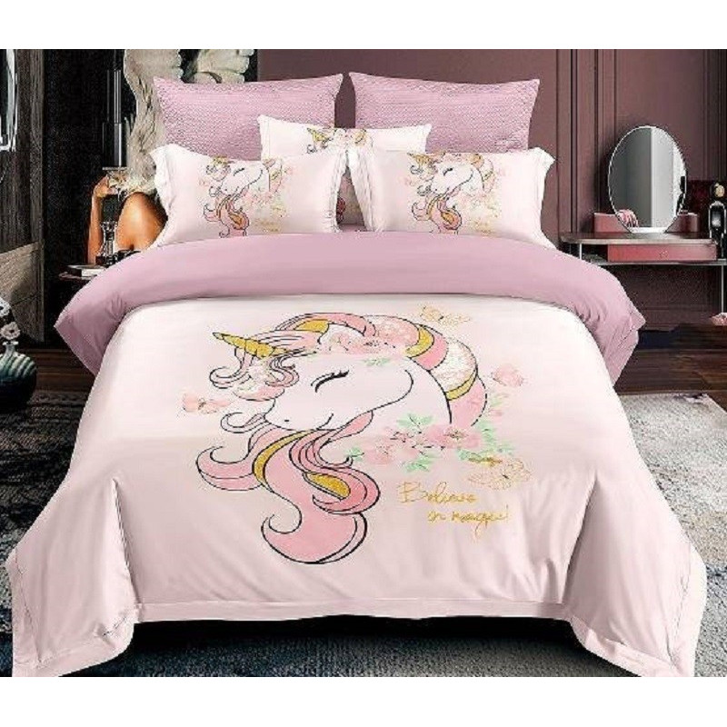 Pościel 3D Satyna Bawełniana 160/200 3cz Jednorożec Wzór Faktyczny
