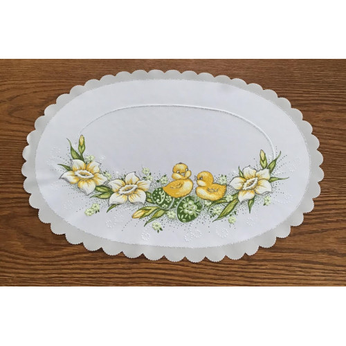 Serwetka Owalna 32x48cm Z Nadrukiem Świątecznym Kurczaczki