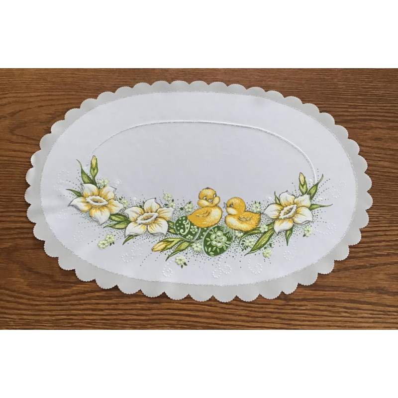 Serwetka Owalna 32x48cm Z Nadrukiem Świątecznym Kurczaczki