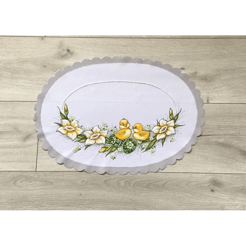 Serwetka Owalna 32x48cm Z Nadrukiem Świątecznym Kurczaczki