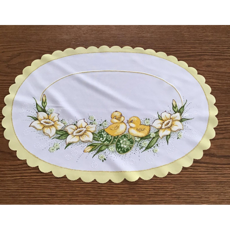 Serwetka Owalna 32x48cm Z Nadrukiem Świątecznym Kurczaczki