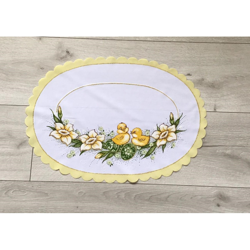 Serwetka Owalna 32x48cm Z Nadrukiem Świątecznym Kurczaczki