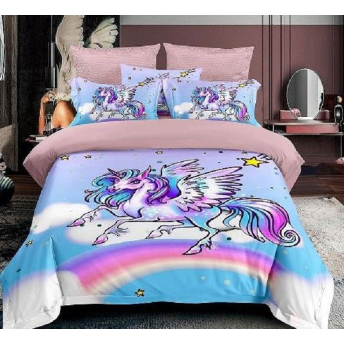 Pościel 3D Satyna Bawełniana 160/200 3cz Jednorożec Wzór Faktyczny