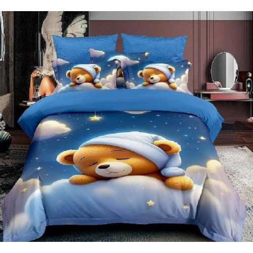 Pościel 3D Satyna Bawełniana 160/200 3cz Śpiący Miś Wzór Faktyczny