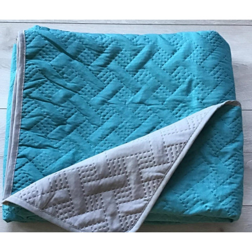 Narzuta Dwustronna Pikowana 100% Bawełna Morski/Szary