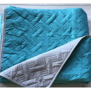 Narzuta Dwustronna Pikowana 100% Bawełna Morski/Szary