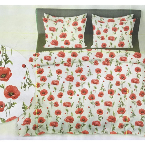 Komplet Pościeli Z Kory 100% Bawełna 220x200cm Maki