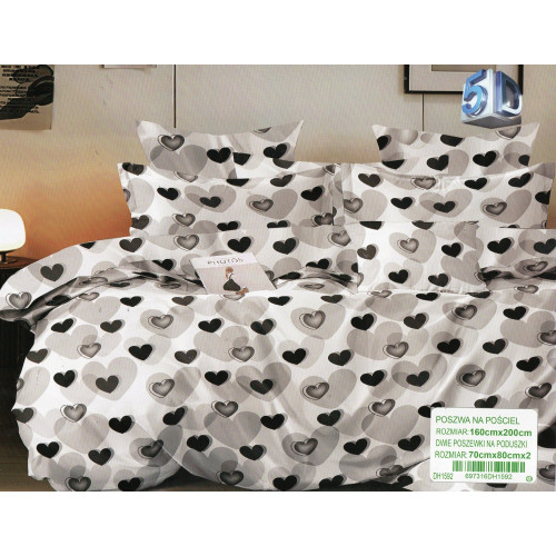 Pościel 3D Satyna Bawełniana 160/200 3cz Serca