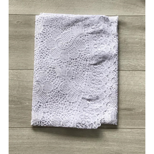 Obrus Biały Okrągły Cały Koronkowy