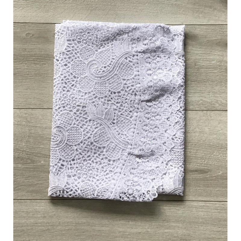 Obrus Biały Okrągły Cały Koronkowy