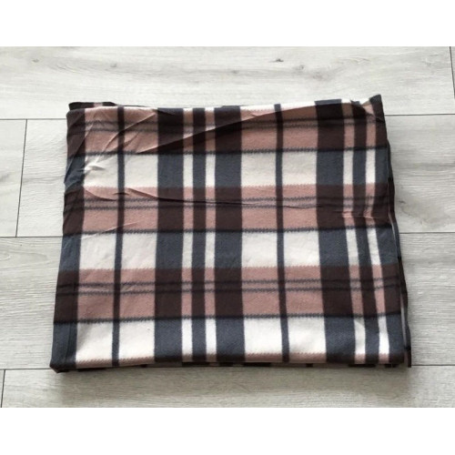 Koc Polarowy 160x200cm Krata Brązowa