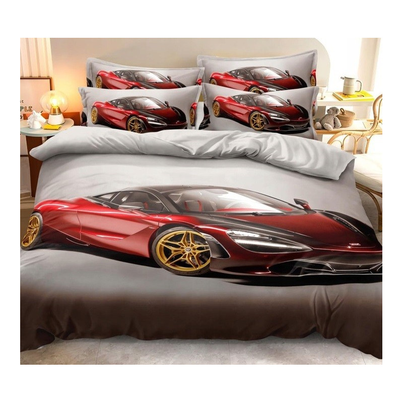 Pościel 3D Satyna Bawełniana 160/200 4cz Samochód