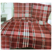 Komplet Pościeli Z Kory 100% Bawełna 220x200cm Krata Czerwona