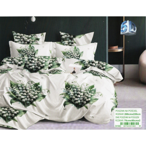Pościel 3D Satyna Bawełniana 220/200 3cz Konwalie