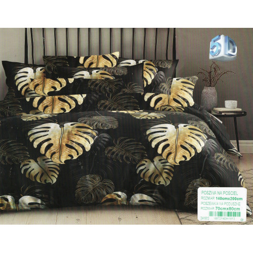 Pościel 3D Satyna Bawełniana 140/200 2cz Liście Monster
