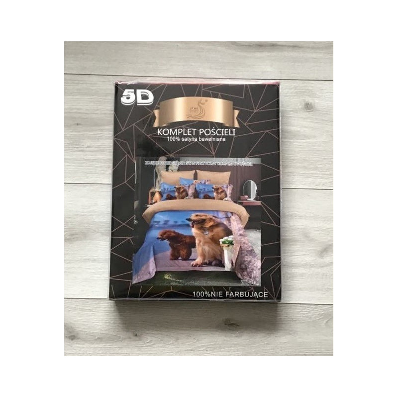 Pościel 3D Satyna Bawełniana 160/200 3cz Psy Wzór Faktyczny