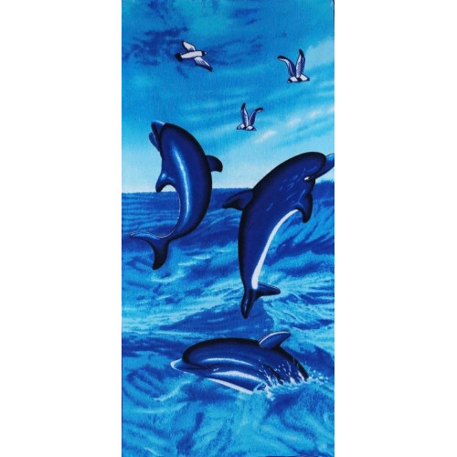 Ręcznik Plażowy 72x146cm Mikrofibra Delfiny