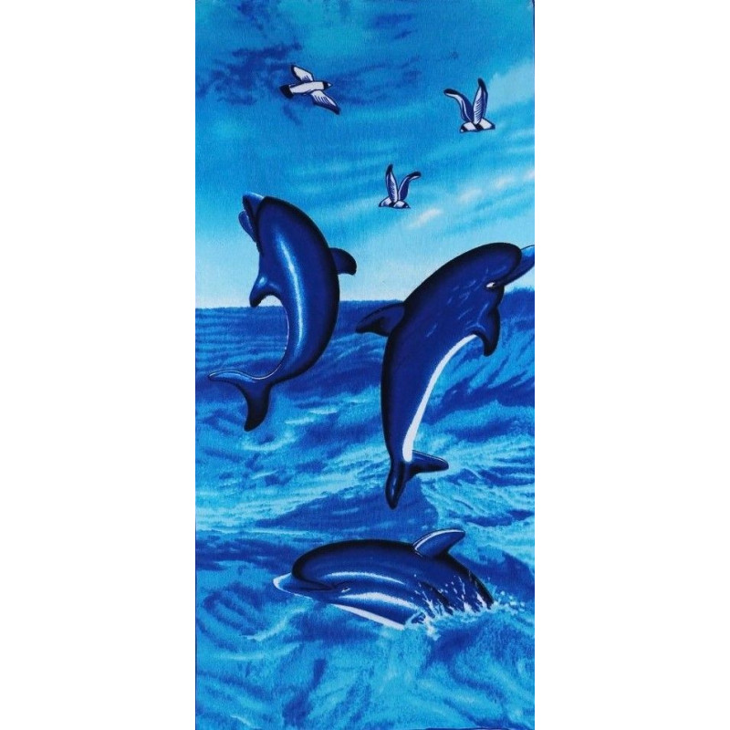 Ręcznik Plażowy 72x146cm Mikrofibra Delfiny