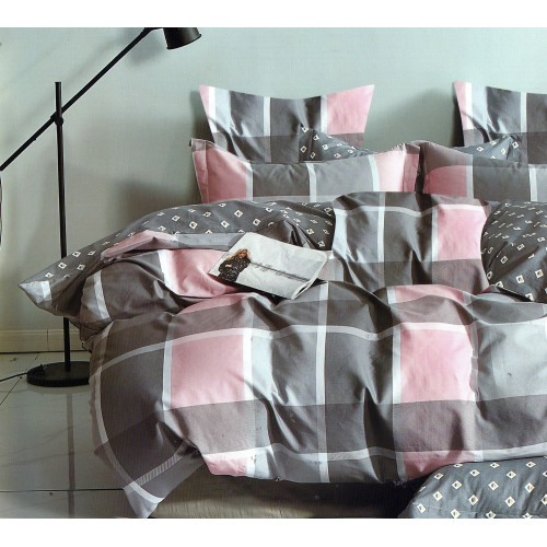 Pościel 140x200 Dwustronna Bawełna Satynowa Collection World Krata