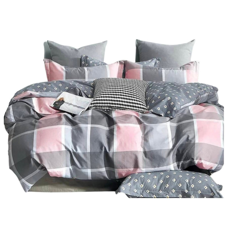 Pościel 140x200 Dwustronna Bawełna Satynowa Collection World Krata