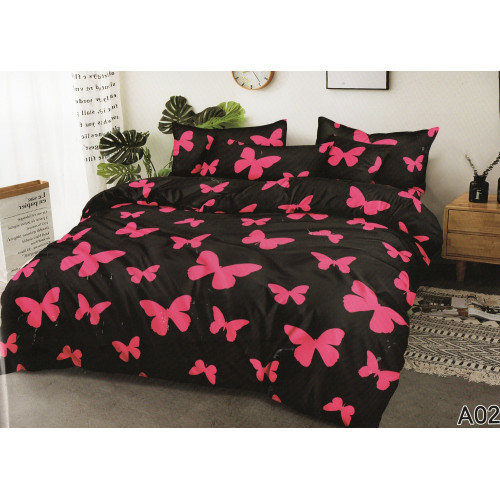 Pościel 3D Satyna Bawełniana 160/200 4cz Motyle Różowe