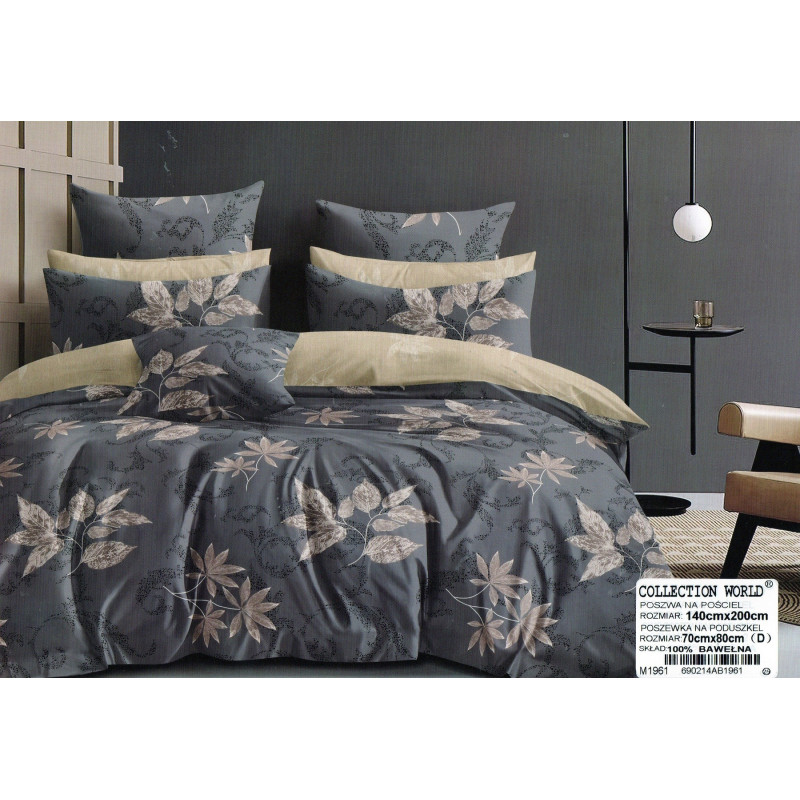 Pościel 160x200 Dwustronna Bawełna Satynowa Collection World Liście