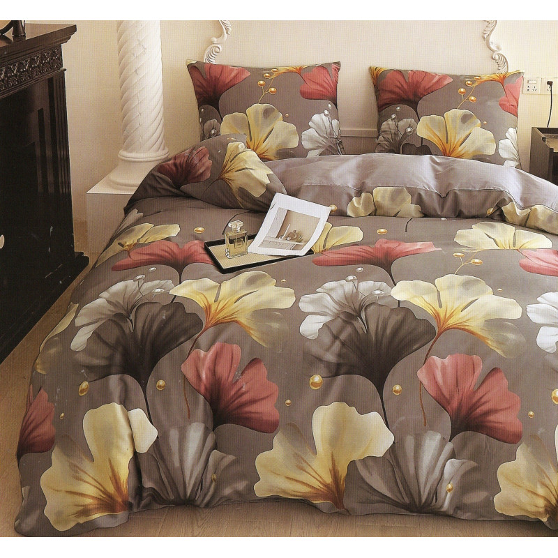 Pościel 160x200 Dwustronna Bawełna Satynowa Collection World Liście