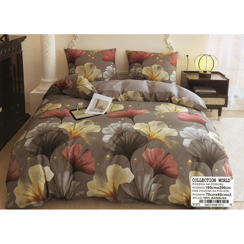 Pościel 160x200 Dwustronna Bawełna Satynowa Collection World Liście