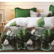 Pościel 3D Satyna Bawełniana 220/200 4cz Liście