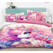 Pościel 3D Satyna Bawełniana 160/200 3cz Jednorożec Wzór Faktyczny