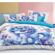 Pościel 3D Satyna Bawełniana 160/200 3cz Jednorożec Wzór Faktyczny