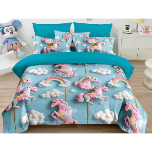 Pościel 3D Satyna Bawełniana 160/200 3cz Jednorożce Wzór Faktyczny