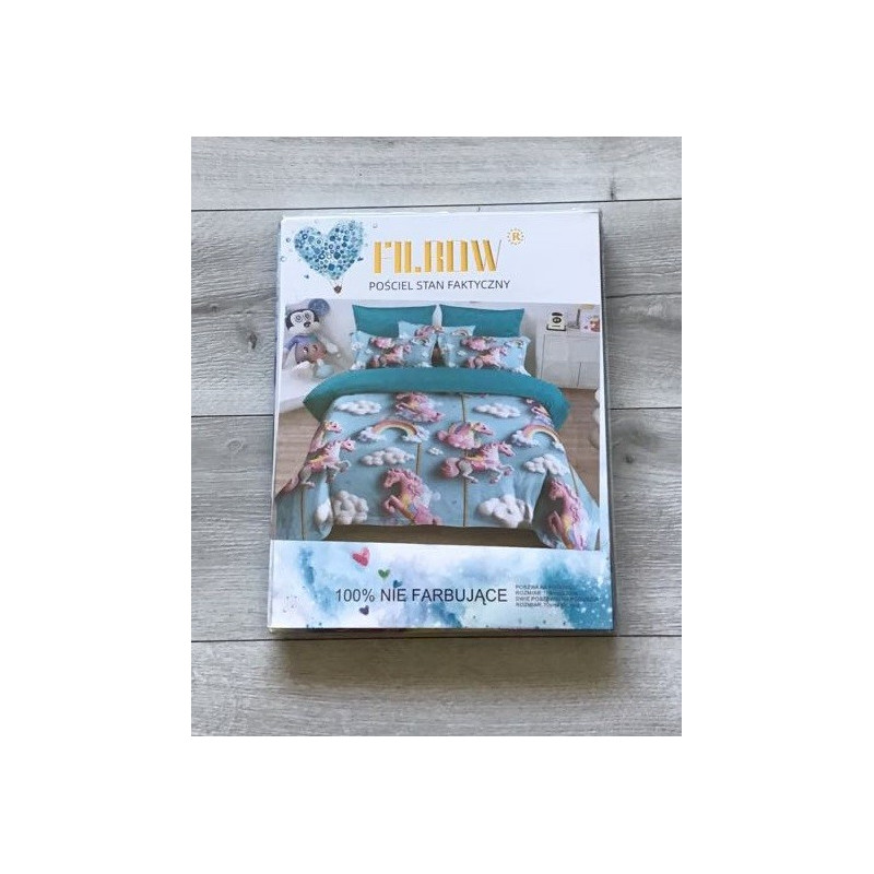 Pościel 3D Satyna Bawełniana 160/200 3cz Jednorożce Wzór Faktyczny