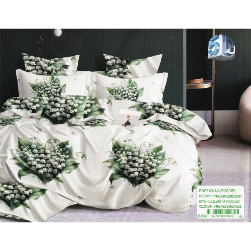 Pościel 3D Satyna Bawełniana 160/200 3cz Konwalie