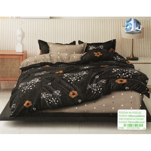 Pościel 3D Satyna Bawełniana 160/200 3cz Kokarda