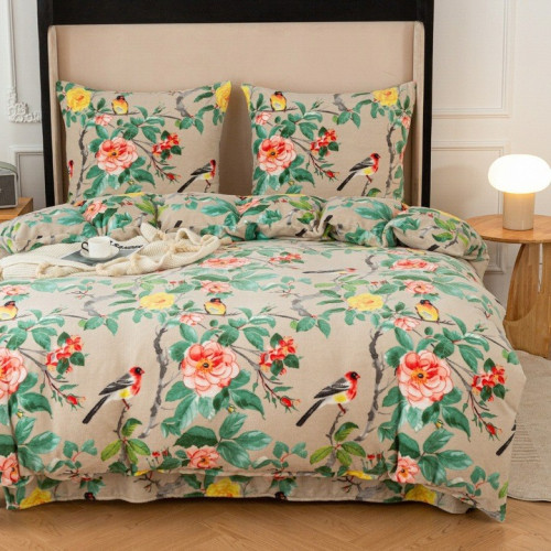 ościel Gruba Z Mikrofibry Miś 220x200cm 3cz Kwiaty/Ptaki