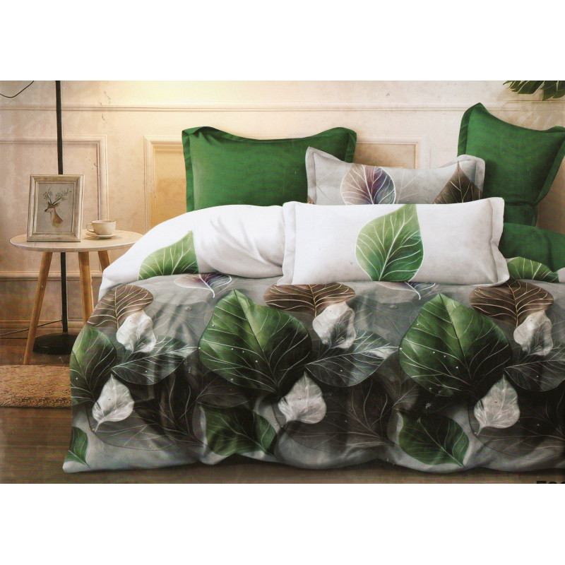 Pościel 3D Satyna Bawełniana 160/200 4cz Liście